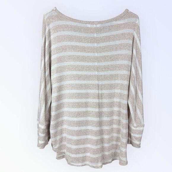 MARKET & SPRUCE Beige/Cream Striped Dolman Sleeve Sweater | XL - Picture 2 of 4